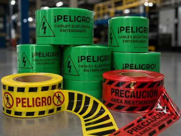 Cinta plástica de señalización para delimitar áreas