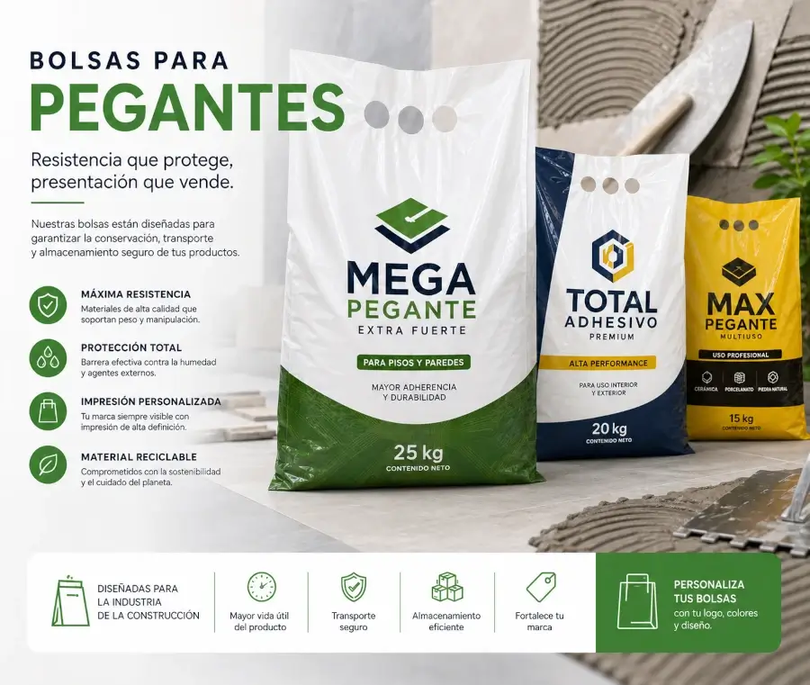 Bolsas industriales para pegantes cerámicos y mezclas para construcción