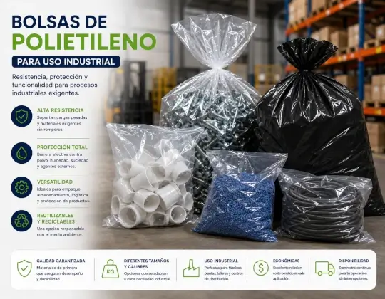 Piezas industriales almacenadas en bolsas de polietileno