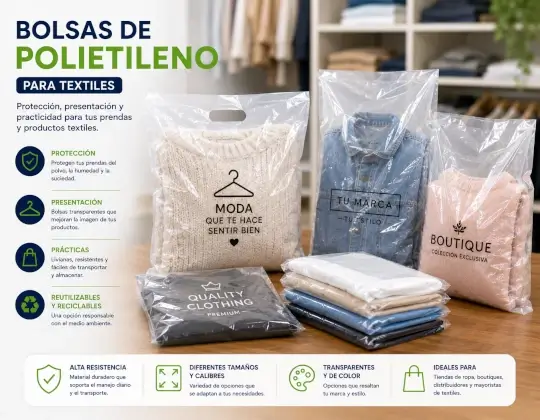 Prendas de vestir protegidas con bolsas de polietileno