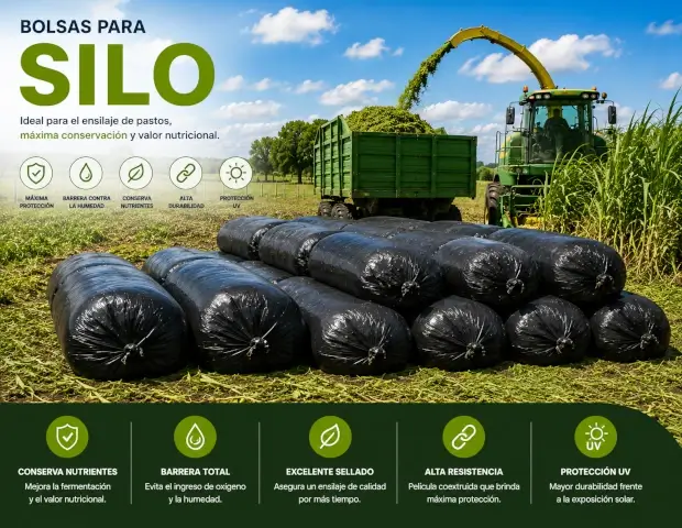Bolsas para ensilaje de pastos y material vegetal