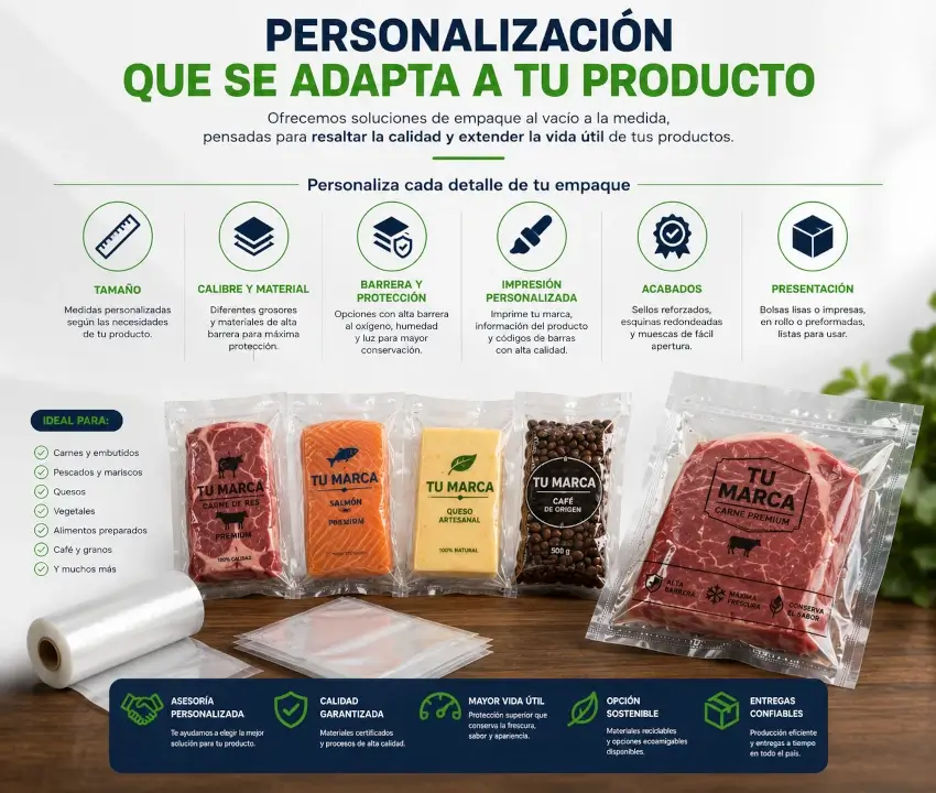 Evaluación de medidas y materiales para bolsas de empaque al vacío