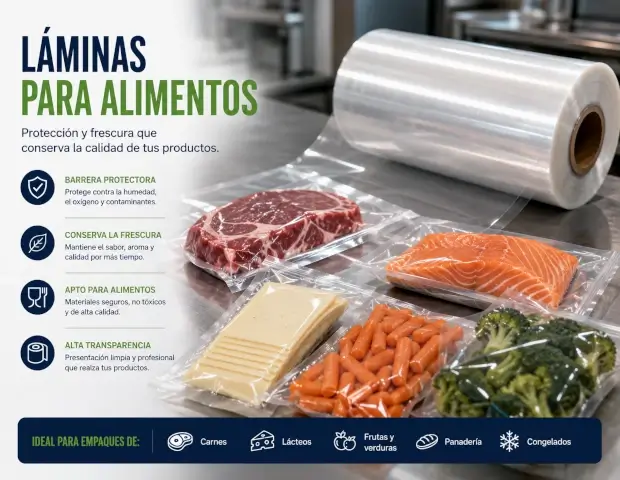 Lámina plástica utilizada en una empacadora automática de alimentos